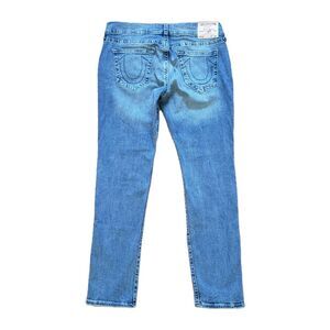True Religion Rocco Relaxed Skinny Sz 38x33 Mens Stretch Blue Denim Jeans Medium